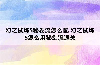 幻之试炼5秘卷流怎么配 幻之试炼5怎么用秘剑流通关